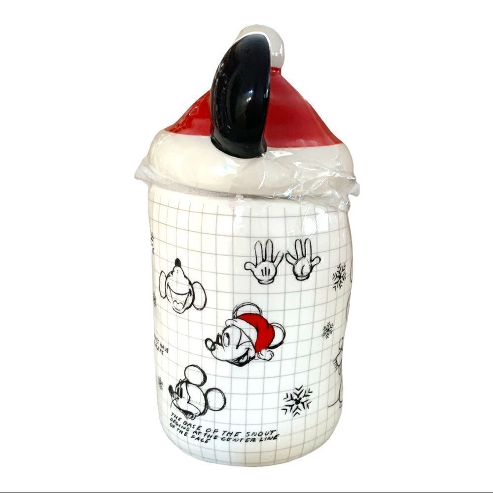 New Disney Mickey Mouse Mug with Santa Hat Topper 16oz - Picture 4 of 4